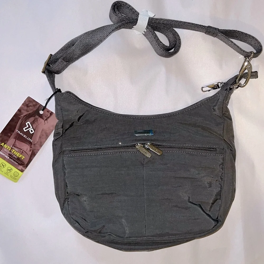 Travelon Anti-Theft Security East/West Gray Hobo Bag NWT